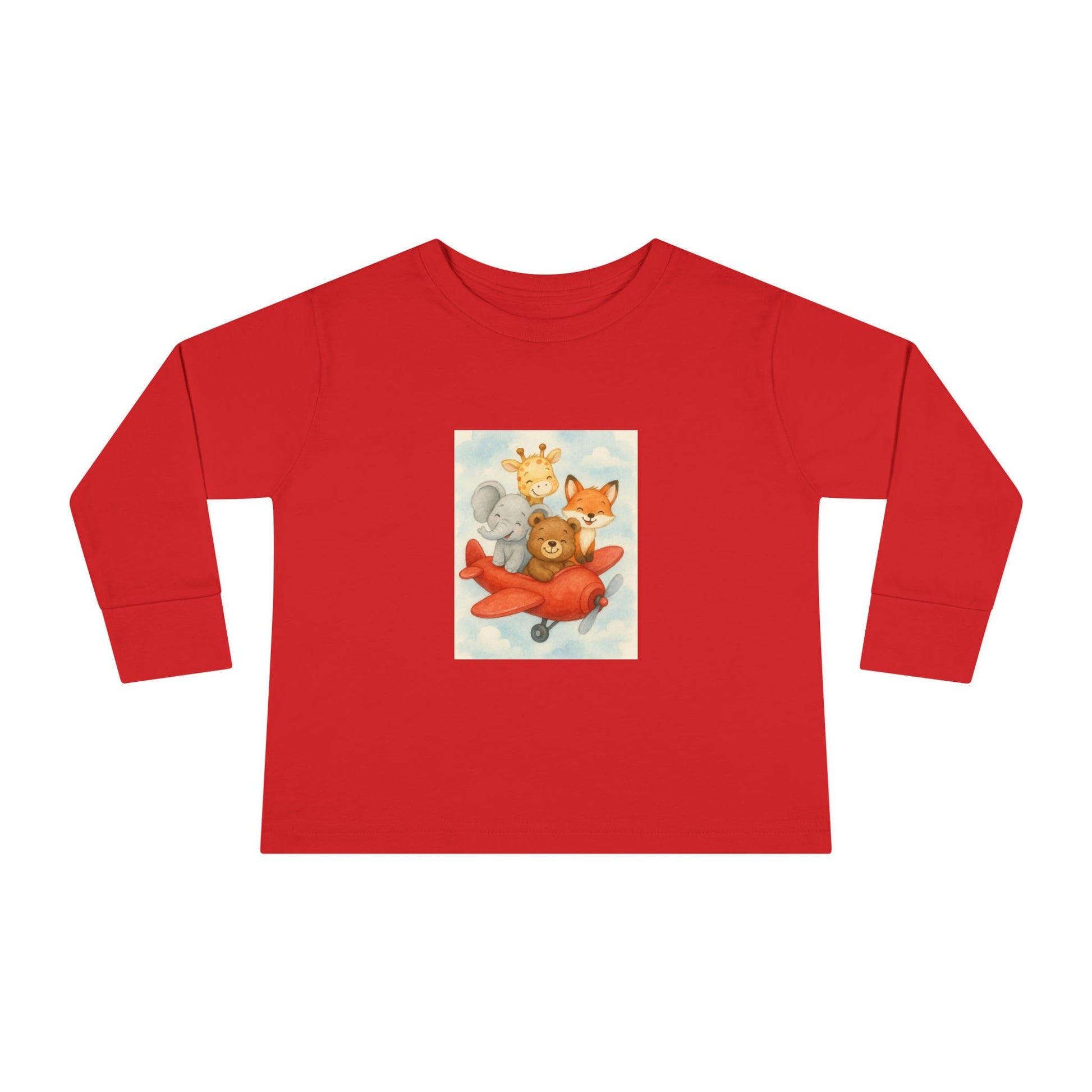 Toddler Tee - Baby Animals Flying Red Plane