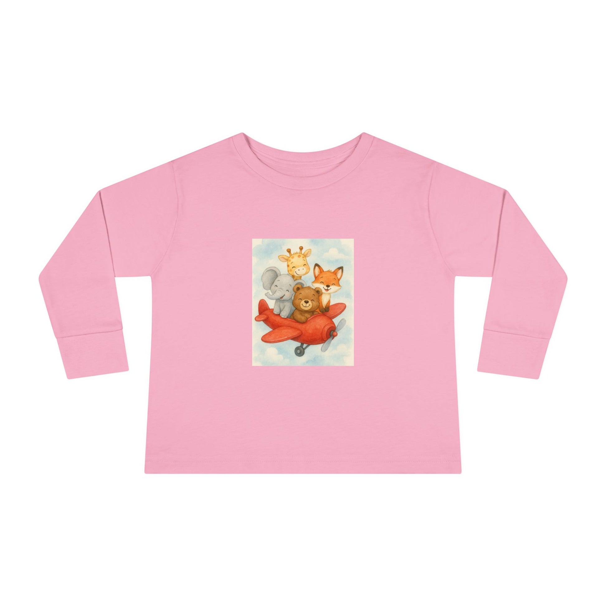 Toddler Tee - Baby Animals Flying Red Plane