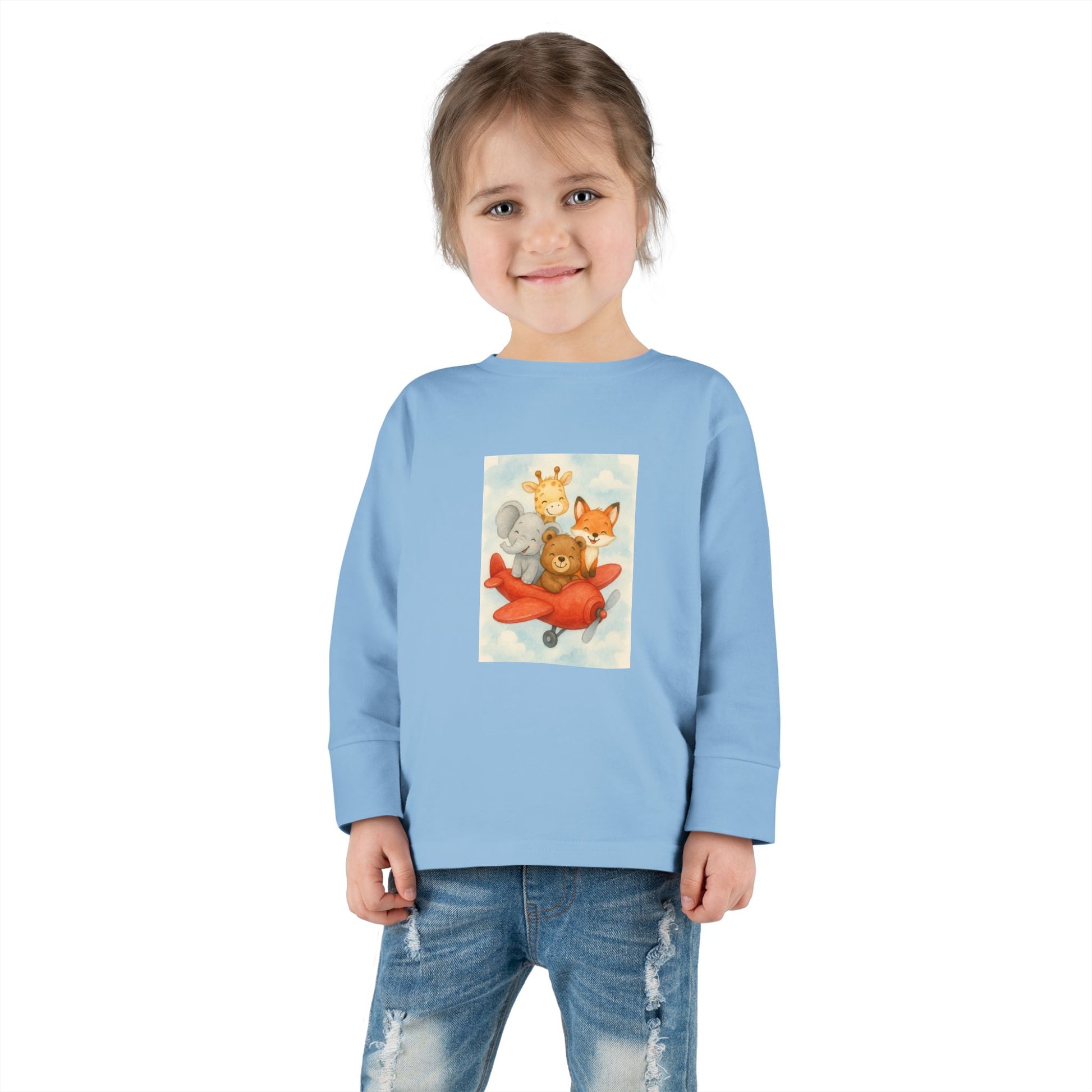 Toddler Tee - Baby Animals Flying Red Plane