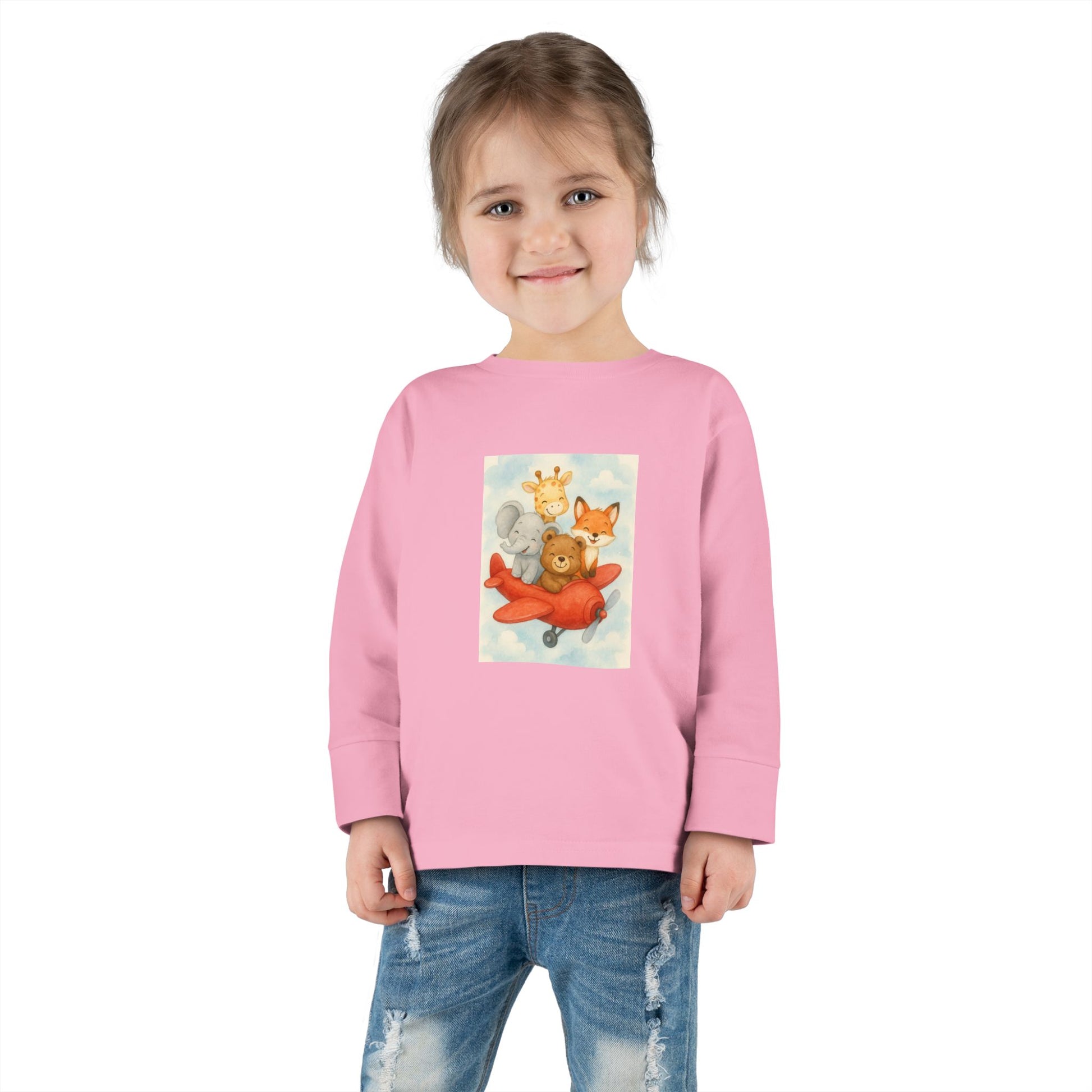 Toddler Tee - Baby Animals Flying Red Plane