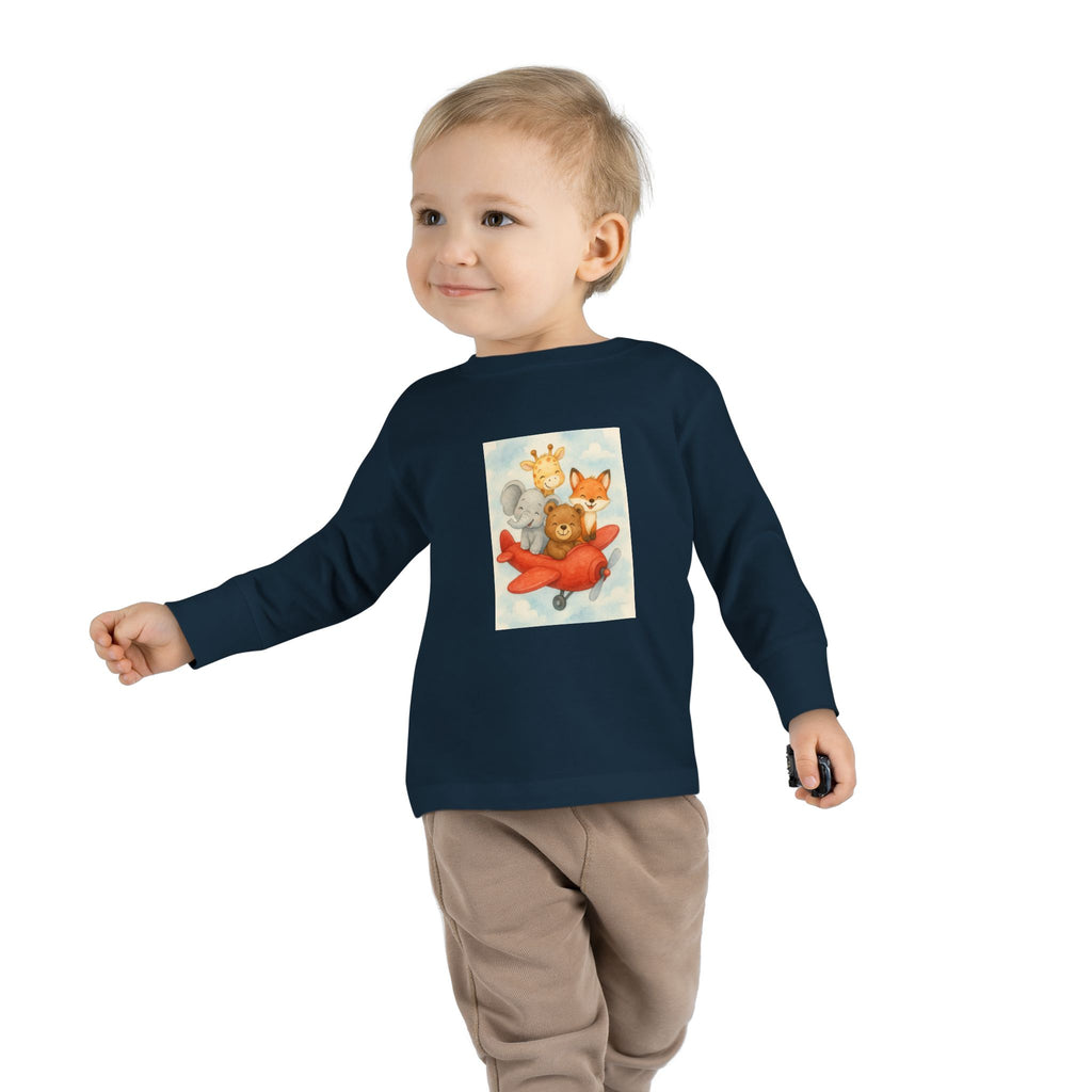 Toddler Tee - Baby Animals Flying Red Plane