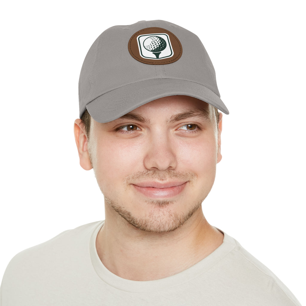 Golf Baseball Cap with Leather Golf Patch