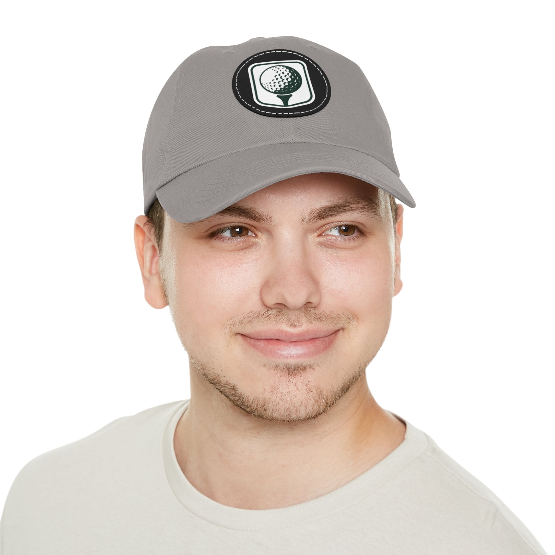 Golf Baseball Cap with Leather Golf Patch