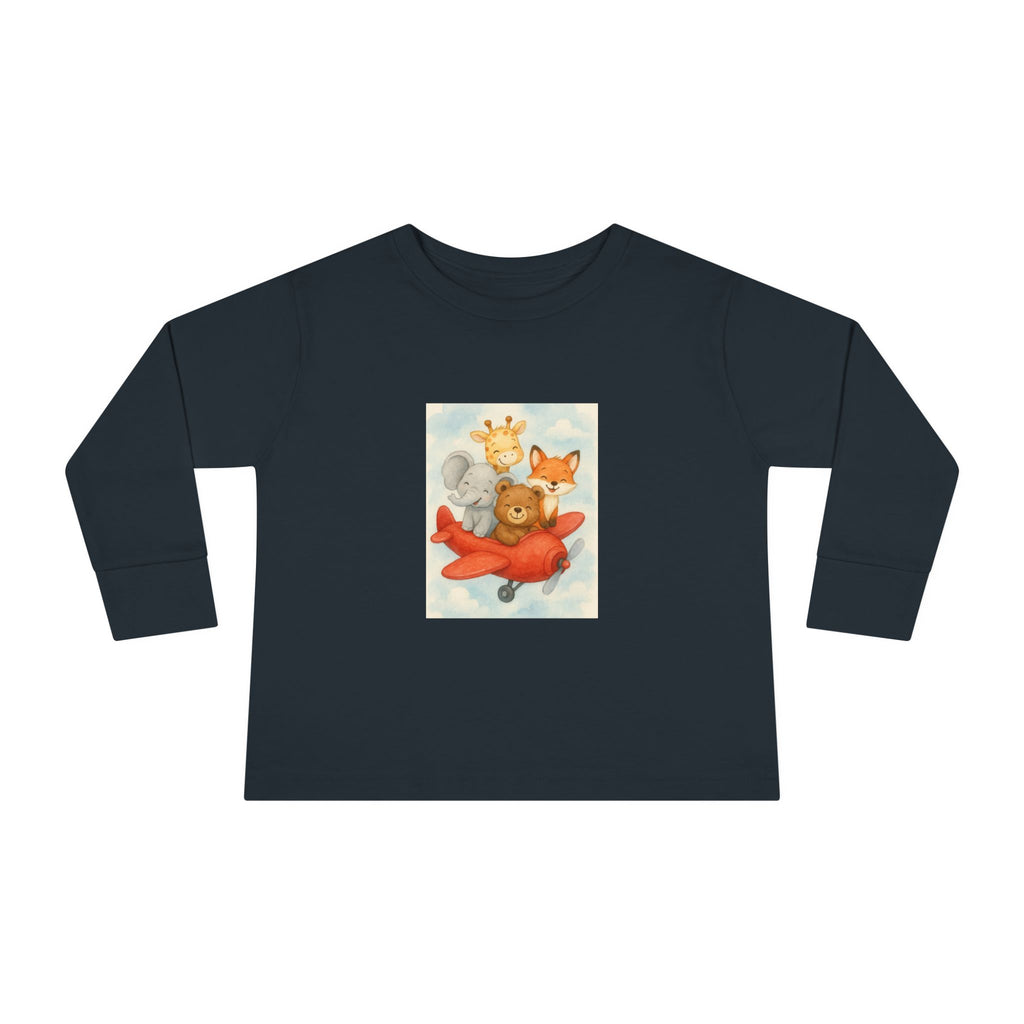 Toddler Tee - Baby Animals Flying Red Plane