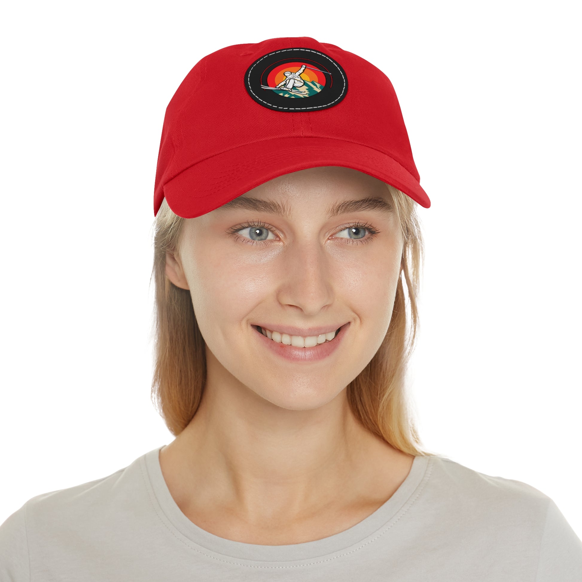 Ski Jump baseball cap Leather Patch (Round)