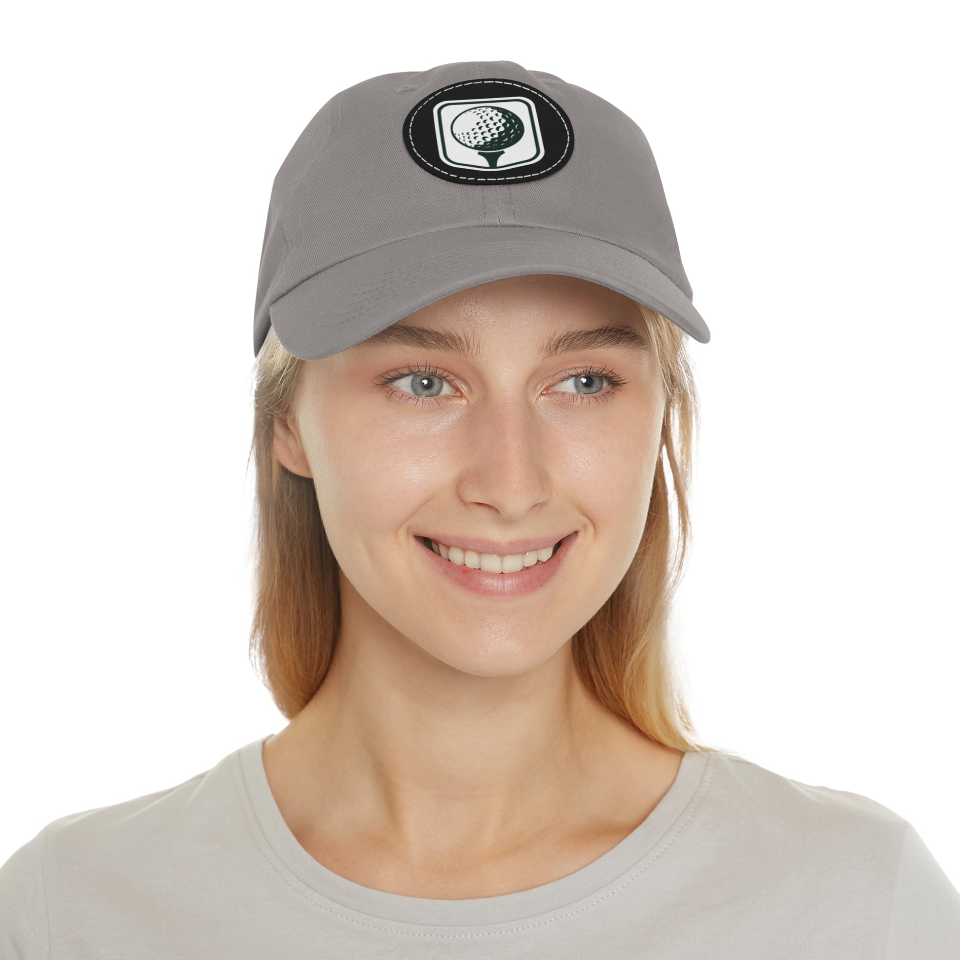 Golf Baseball Cap with Leather Golf Patch