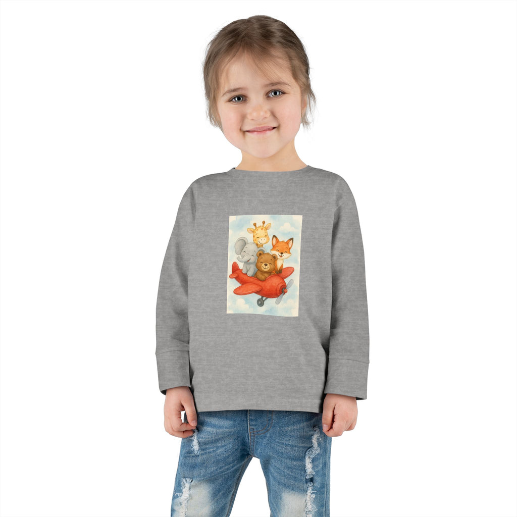 Toddler Tee - Baby Animals Flying Red Plane