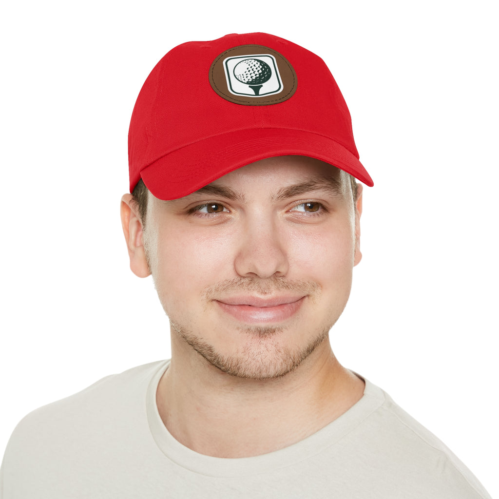 Golf Baseball Cap with Leather Golf Patch