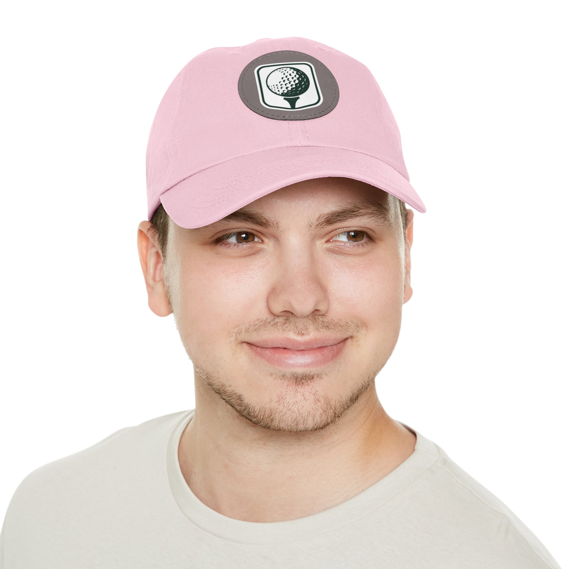 Golf Baseball Cap with Leather Golf Patch
