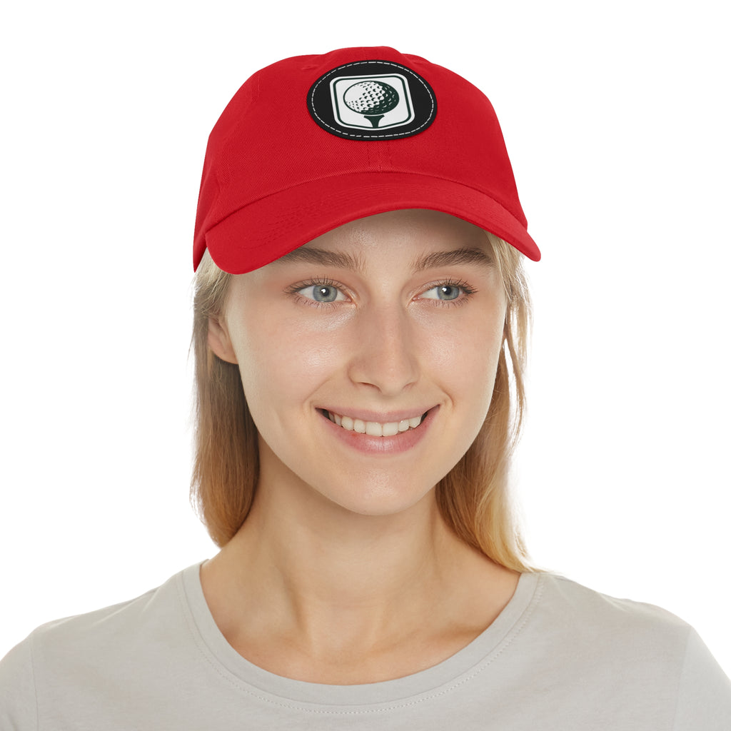 Golf Baseball Cap with Leather Golf Patch