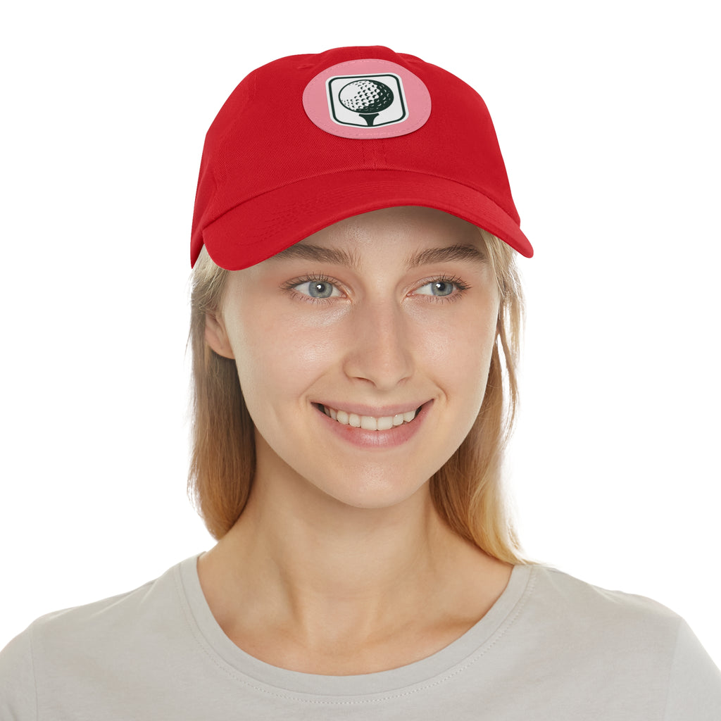 Golf Baseball Cap with Leather Golf Patch