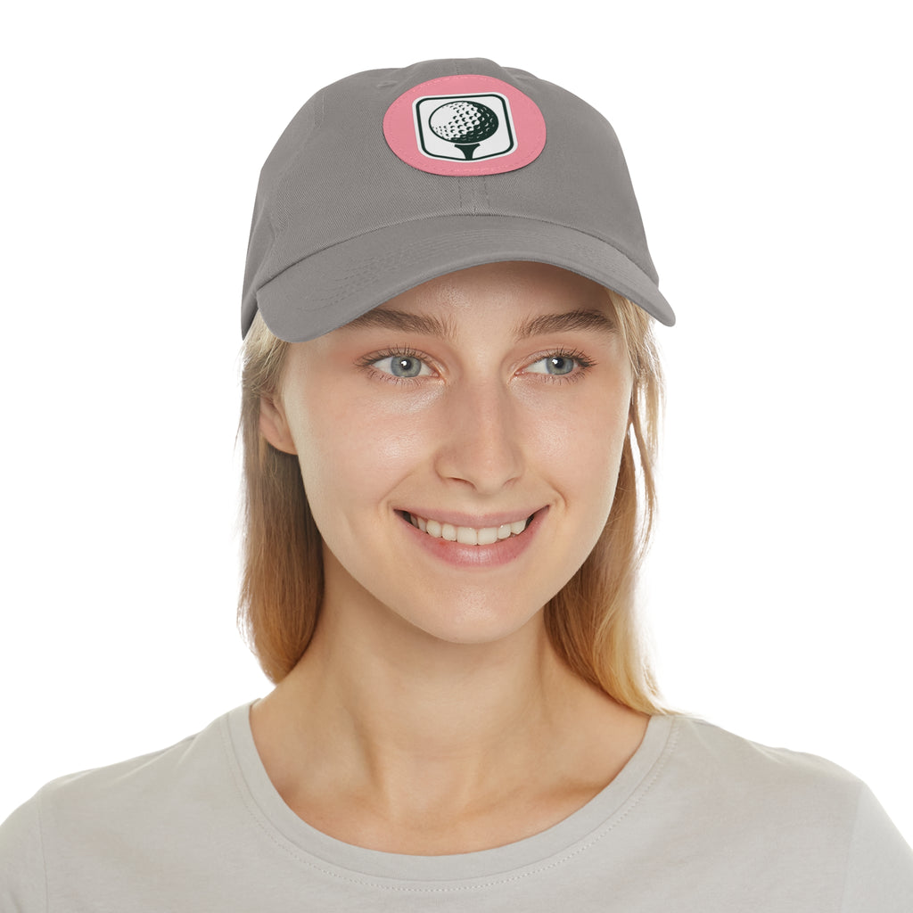 Golf Baseball Cap with Leather Golf Patch