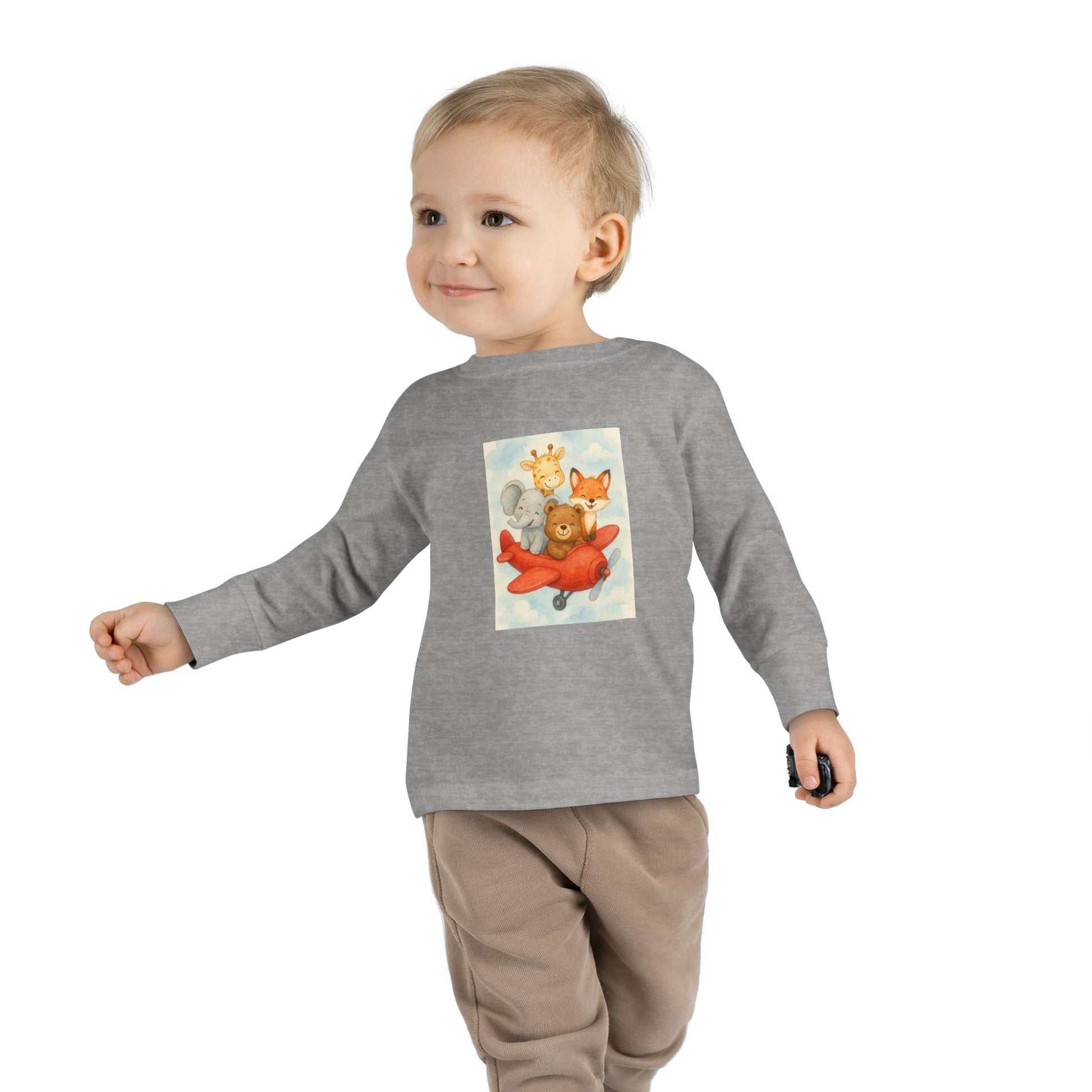 Toddler Tee - Baby Animals Flying Red Plane