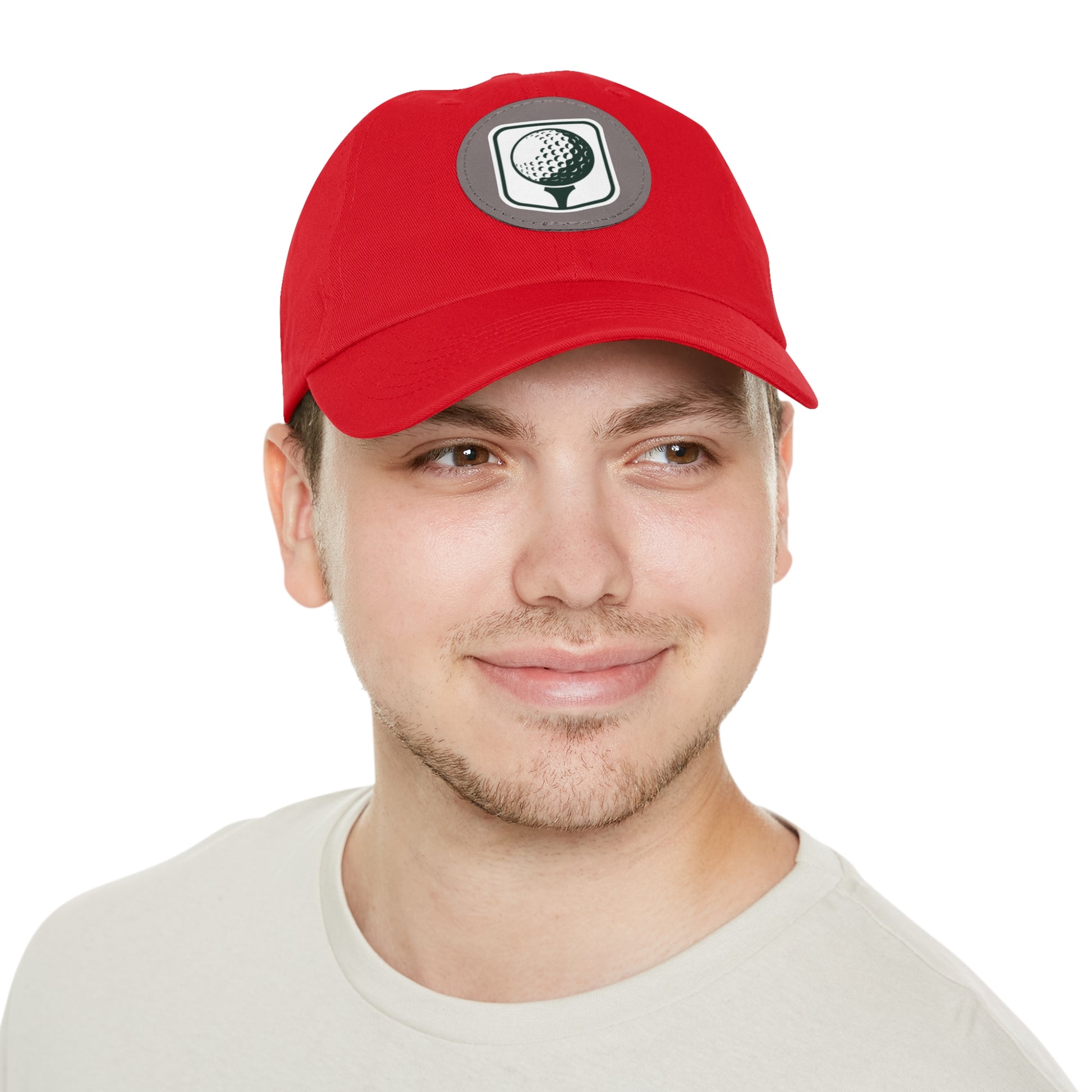 Golf Baseball Cap with Leather Golf Patch
