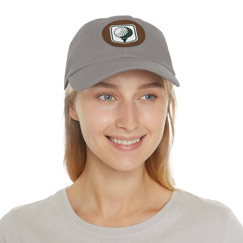 Golf Baseball Cap with Leather Golf Patch