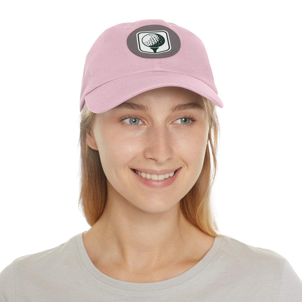 Golf Baseball Cap with Leather Golf Patch