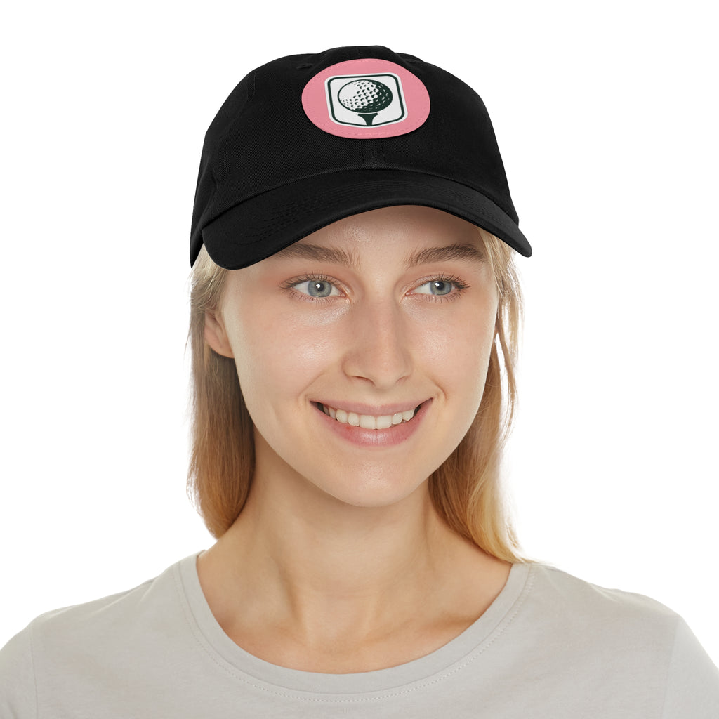Golf Baseball Cap with Leather Golf Patch