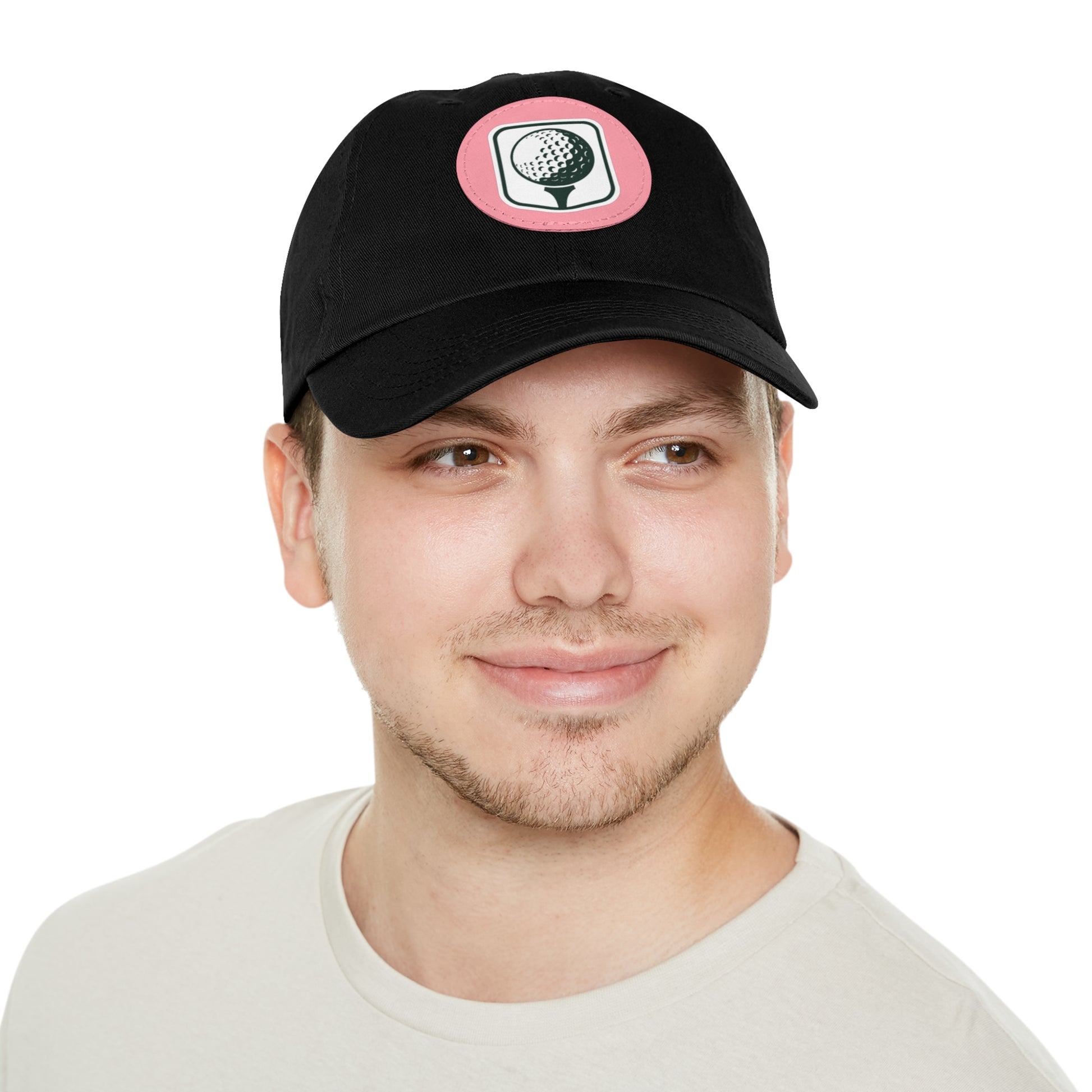 Golf Baseball Cap with Leather Golf Patch