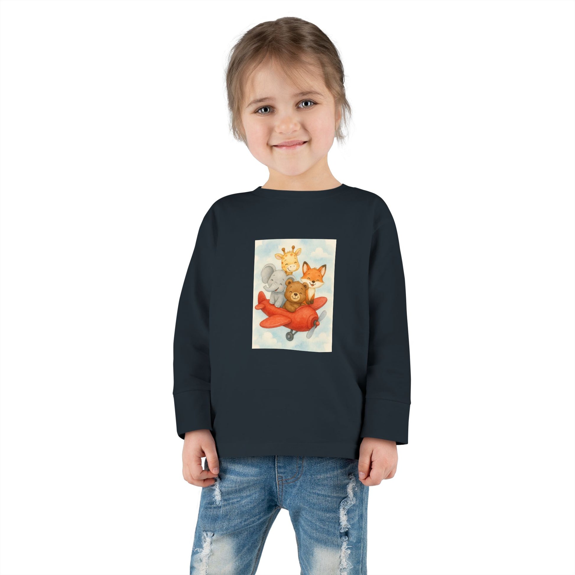 Toddler Tee - Baby Animals Flying Red Plane