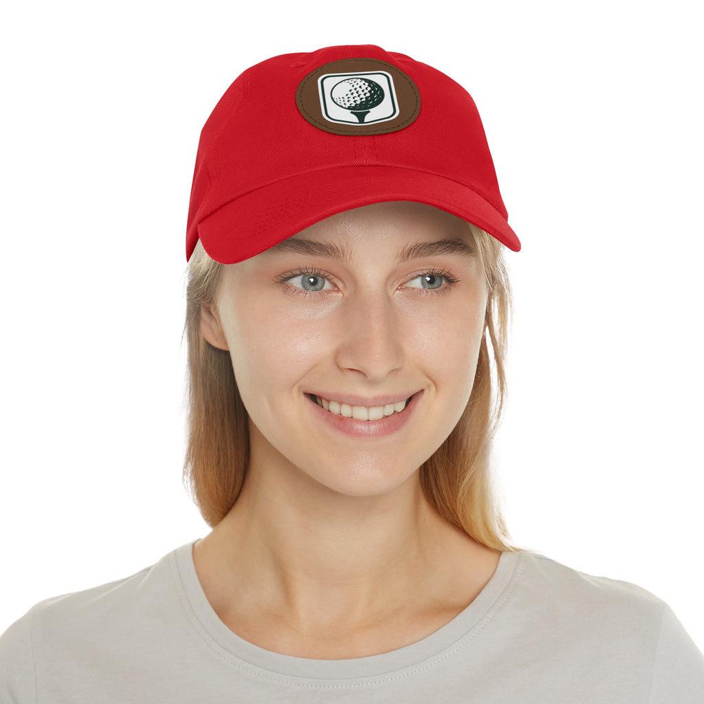 Golf Baseball Cap with Leather Golf Patch
