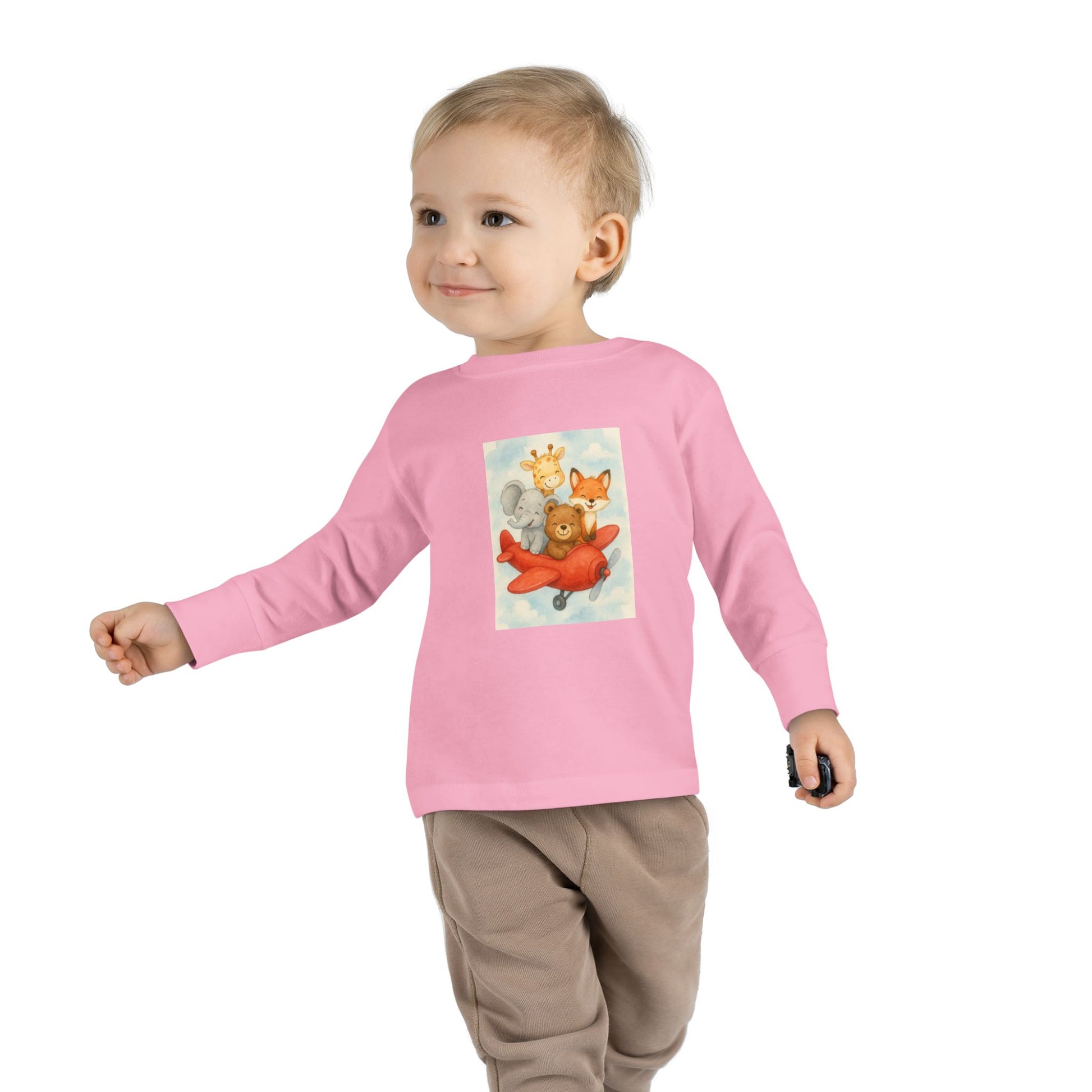 Toddler Tee - Baby Animals Flying Red Plane