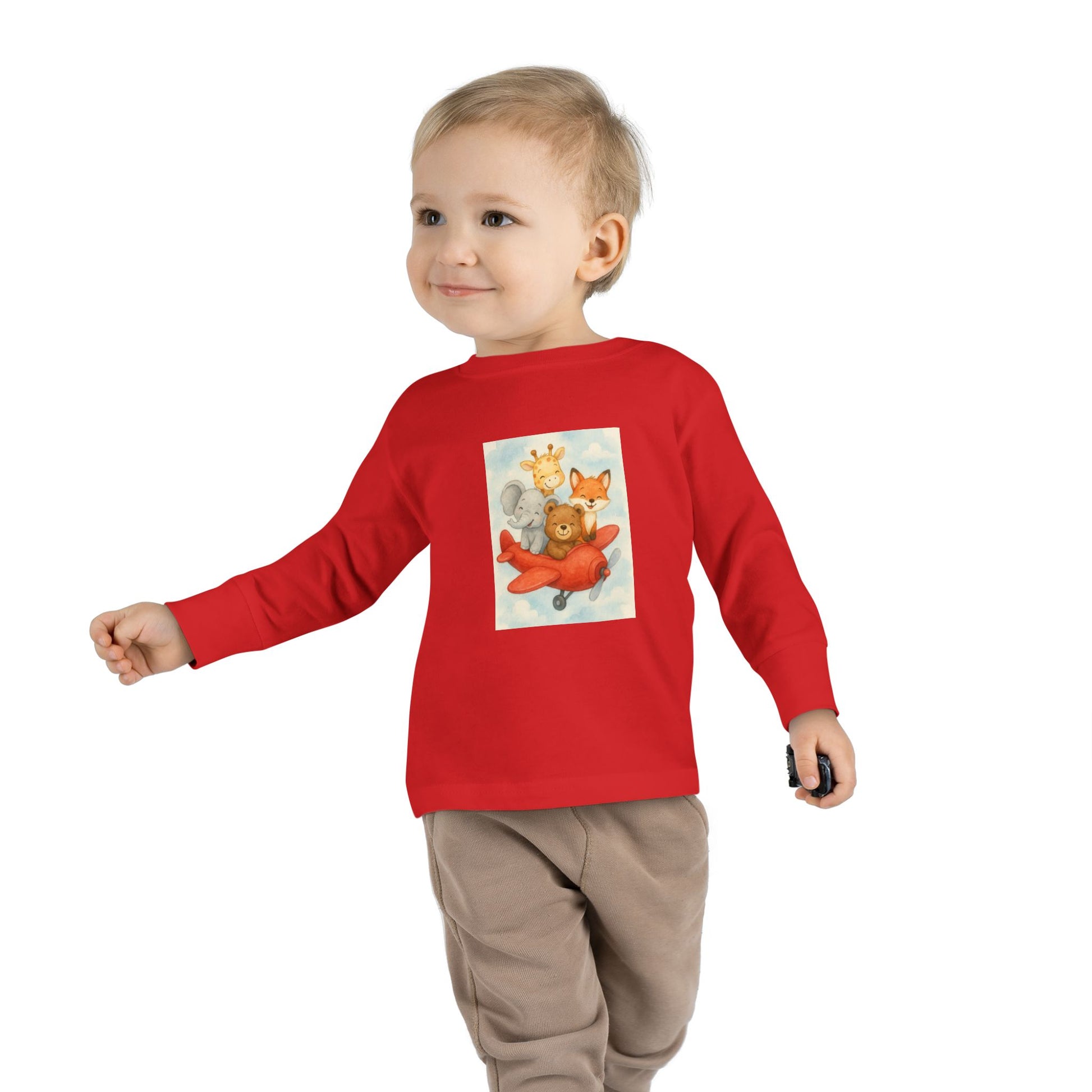 Toddler Tee - Baby Animals Flying Red Plane