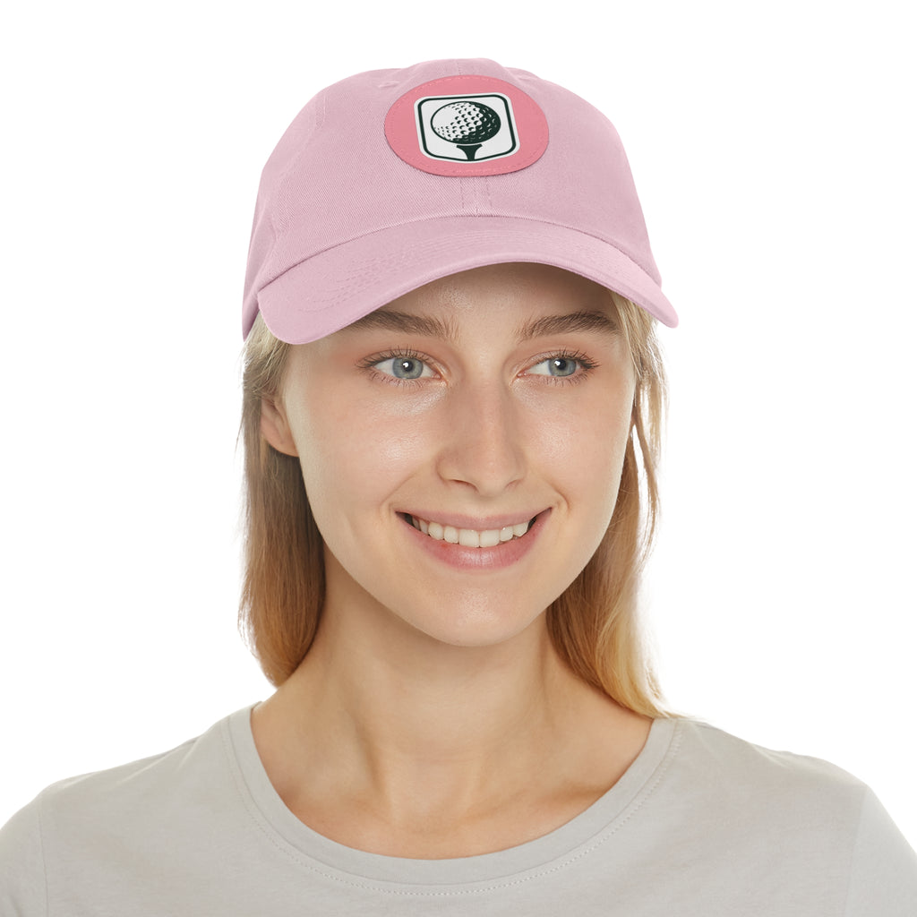 Golf Baseball Cap with Leather Golf Patch