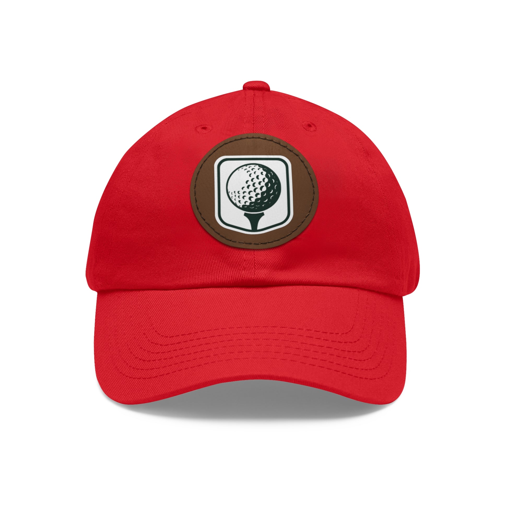 Golf Baseball Cap with Leather Golf Patch
