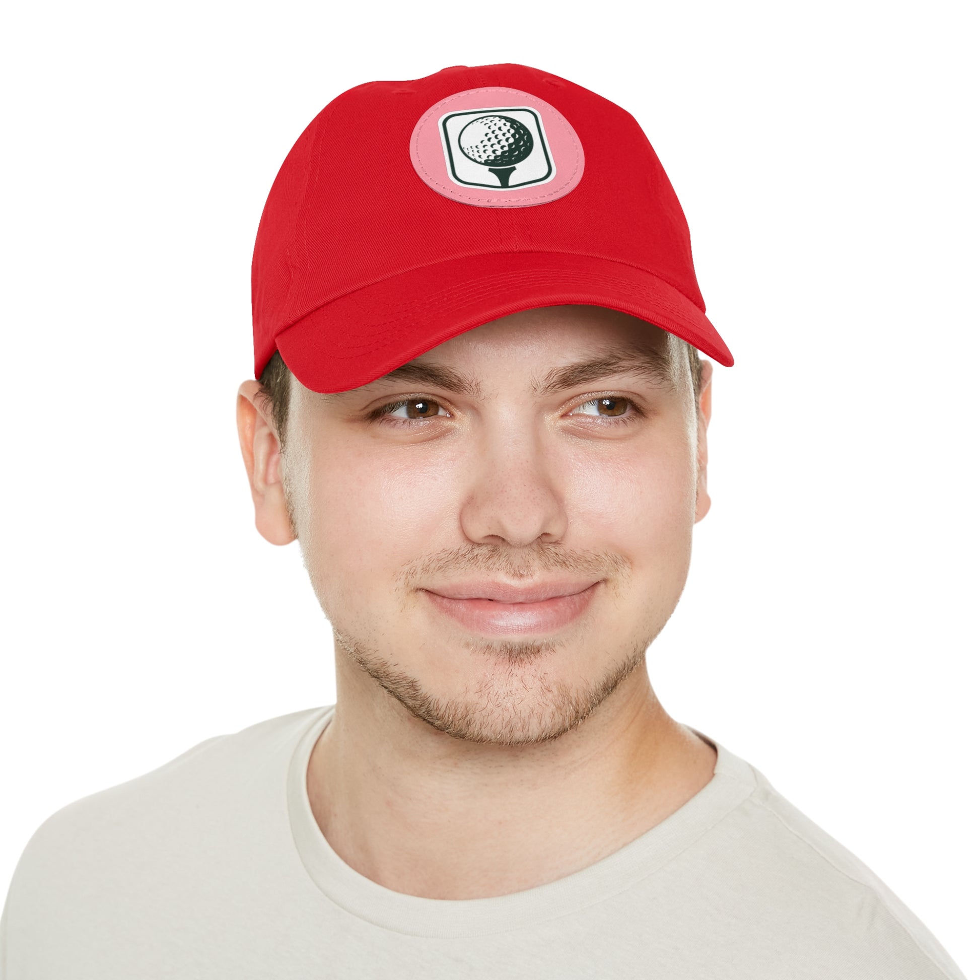 Golf Baseball Cap with Leather Golf Patch