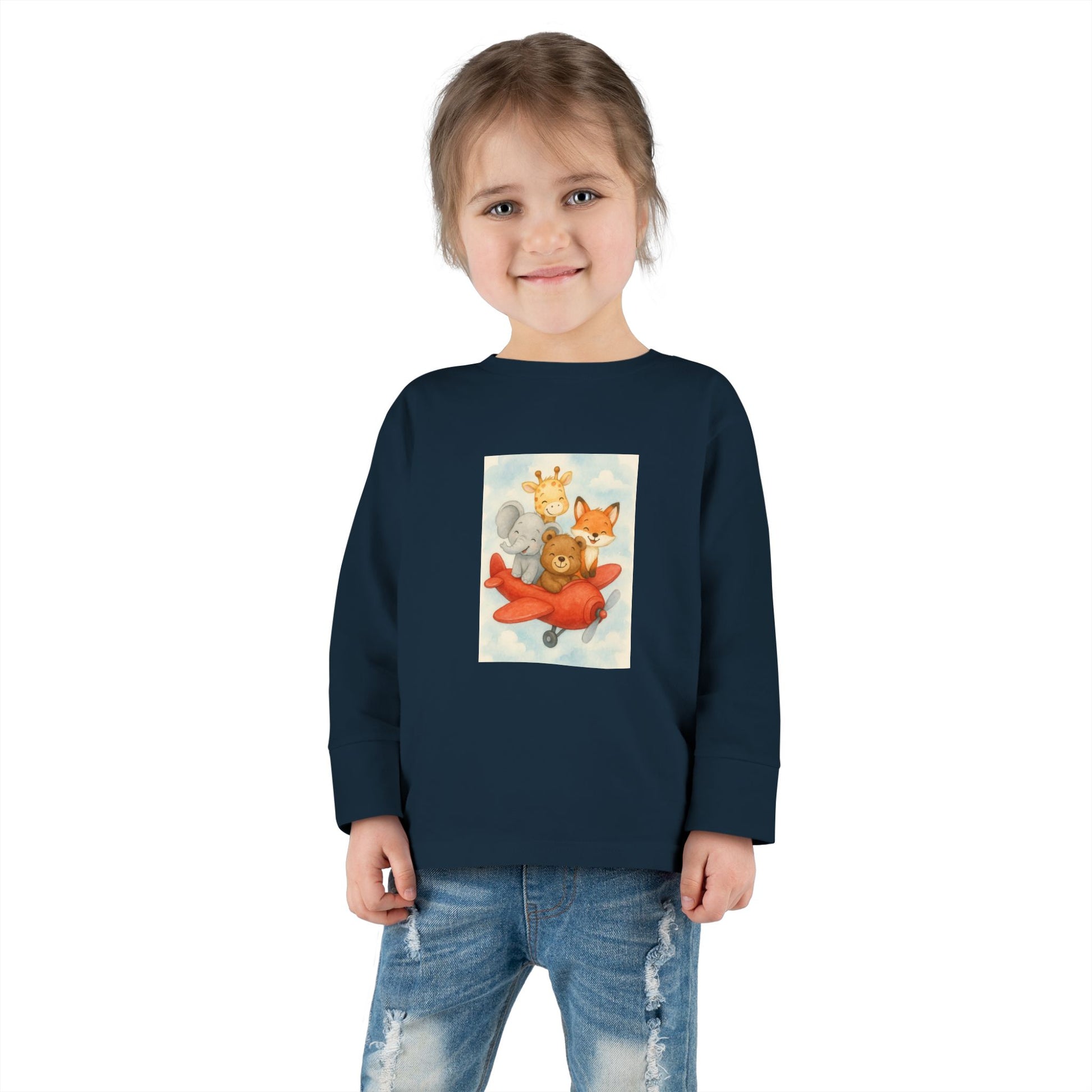 Toddler Tee - Baby Animals Flying Red Plane