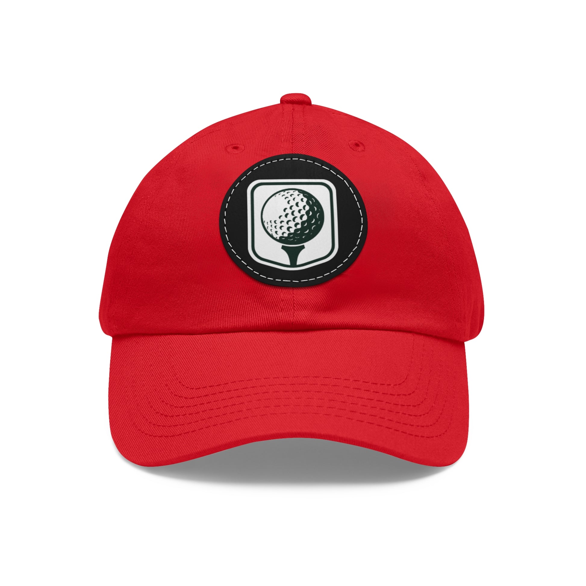 Golf Baseball Cap with Leather Golf Patch